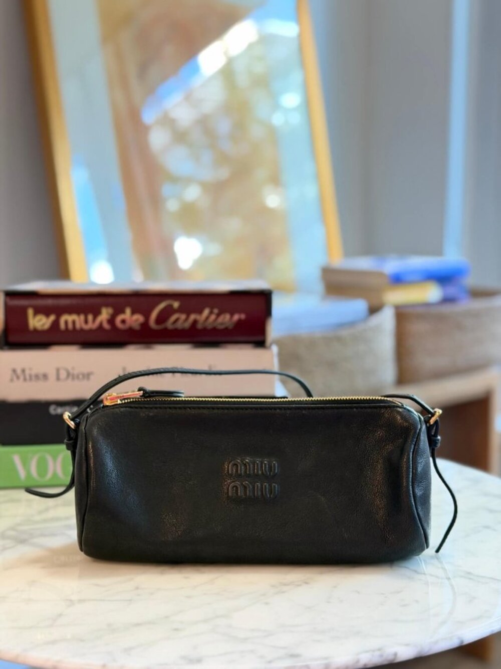 Miu Miu Nappa Leather Shoulder Pouch Black